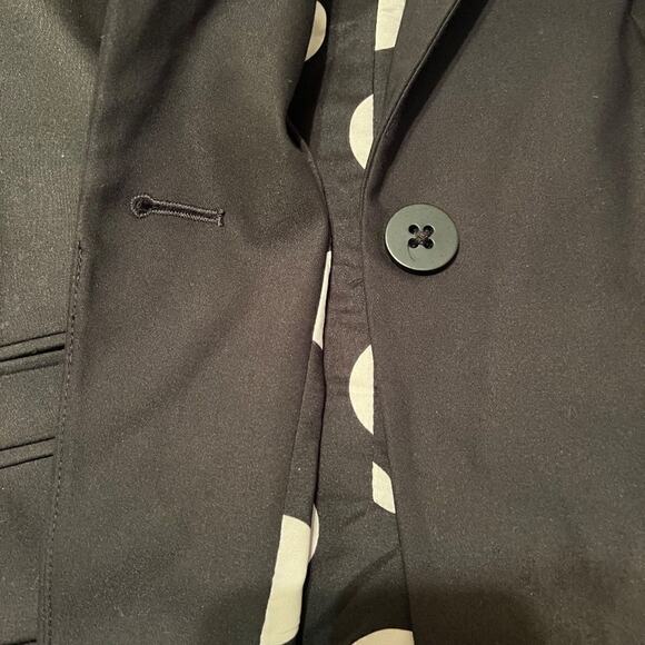 Chico's black lapel blazer lined with white polka dots office career Sz 1 US Med - Picture 9 of 11